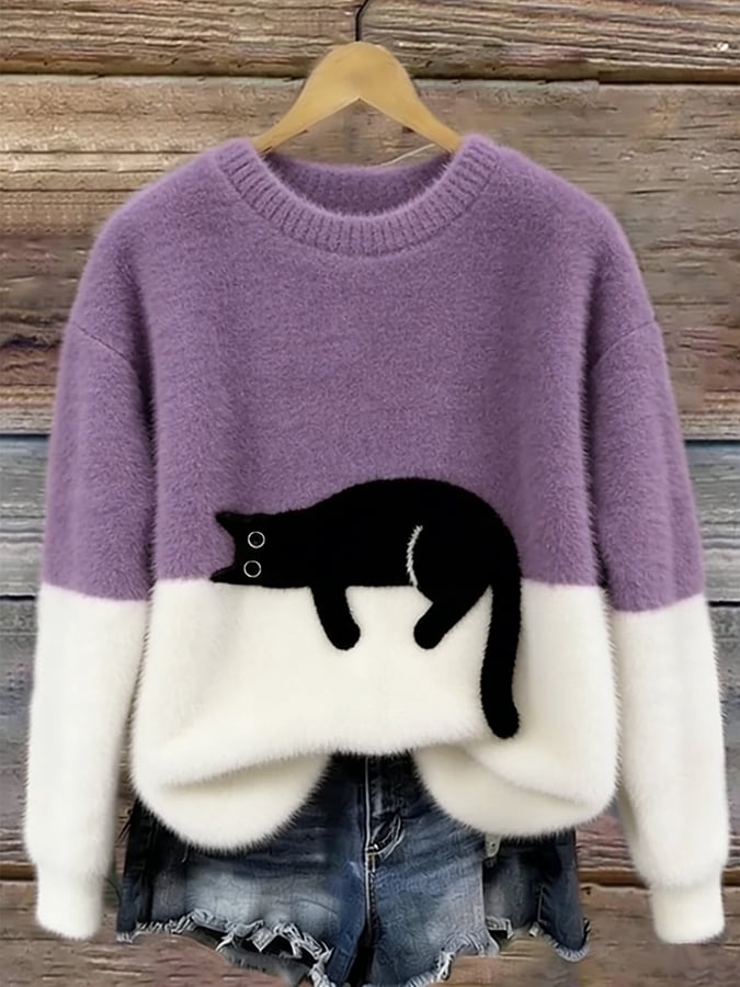 Belinda - Pull oversize avec motif de chat