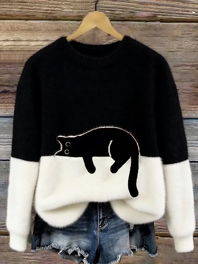Belinda - Pull oversize avec motif de chat