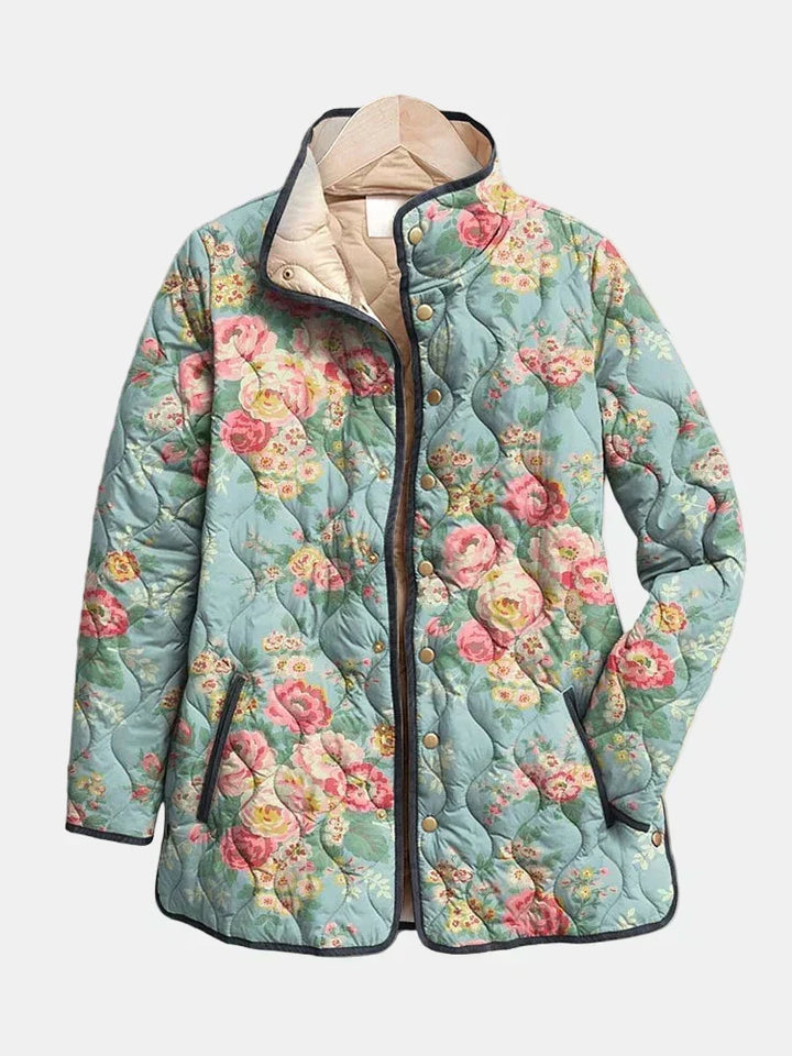 AVELOIRE | Veste matelassée Roses Céladon Mathilde