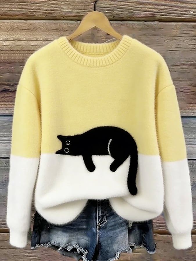 Belinda - Pull oversize avec motif de chat