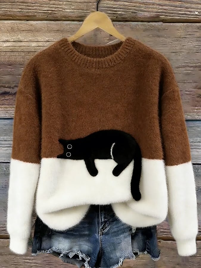 Belinda - Pull oversize avec motif de chat