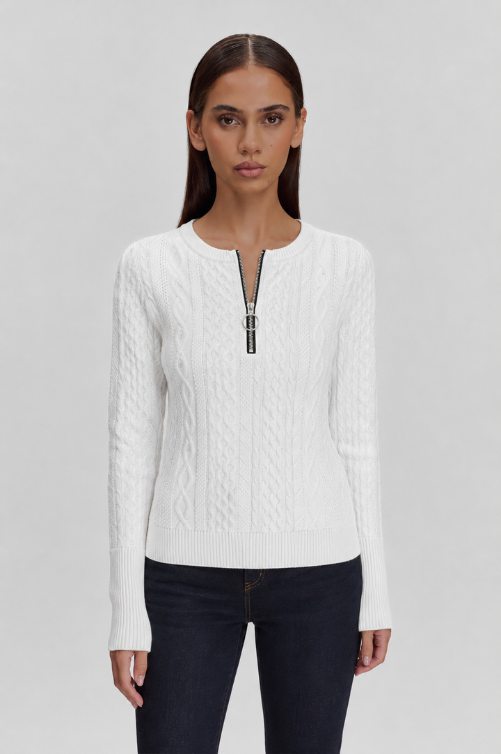 Ida | Pull à demi-zip en motif torsadé