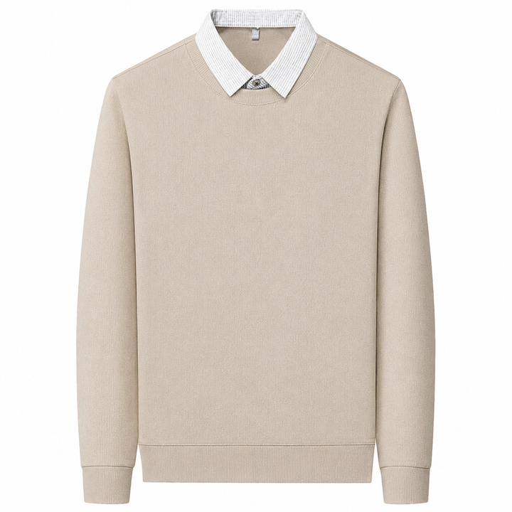 Pull pour hommes en look chemise avec col contrasté et manches longues | Aveloire Paris