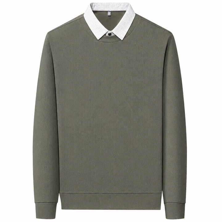 Pull pour hommes en look chemise avec col contrasté et manches longues | Aveloire Paris