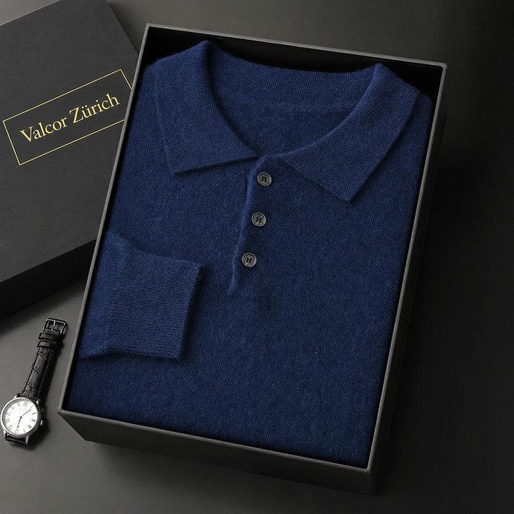 Pull en tricot pour hommes avec col polo et patte de boutonnage | Aveloire Paris
