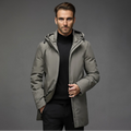 Herre Vandafvisende Hættejakke til Vinter, Slim Fit