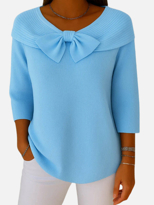 Lene | Blouse élégante en maille côtelée à nouer