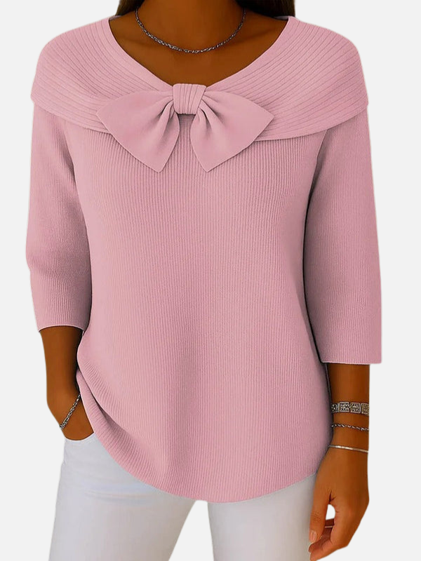 Lene | Blouse élégante en maille côtelée à nouer