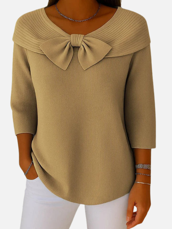 Lene | Blouse élégante en maille côtelée à nouer