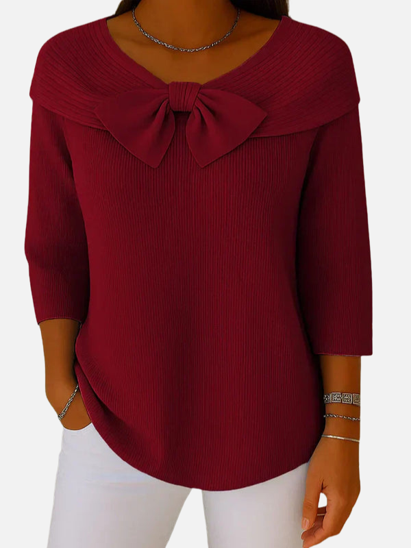 Lene | Blouse élégante en maille côtelée à nouer