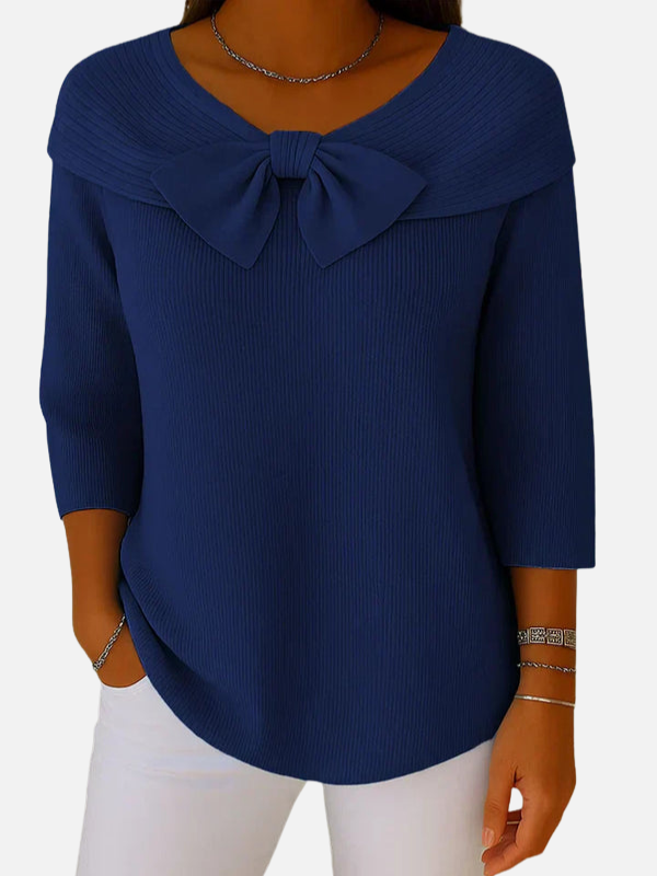 Lene | Blouse élégante en maille côtelée à nouer