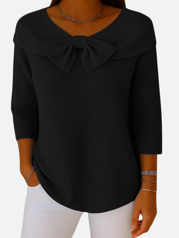 Lene | Blouse élégante en maille côtelée à nouer