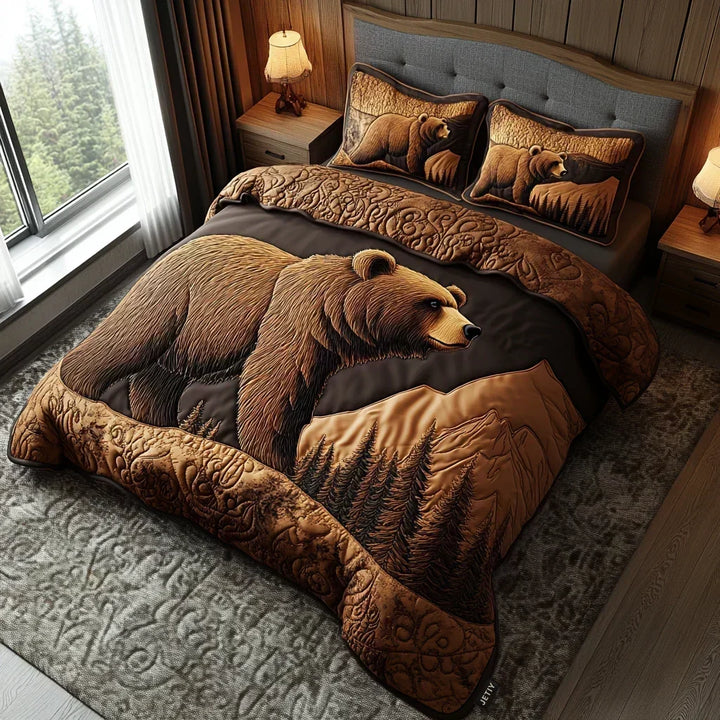 Parure de lit matelassée 3 pièces – Animaux de la forêt