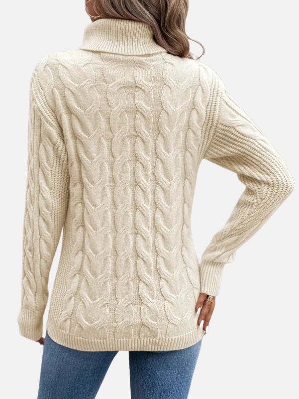 Kirsten | Pull en tricot torsadé à col roulé – Femme