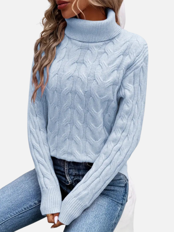 Kirsten | Pull en tricot torsadé à col roulé – Femme