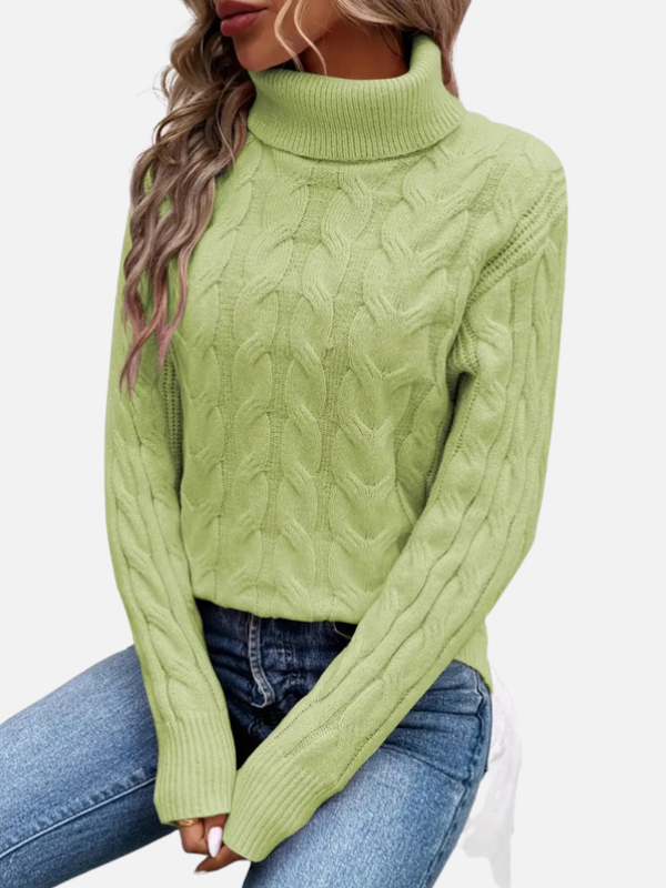 Kirsten | Pull en tricot torsadé à col roulé – Femme