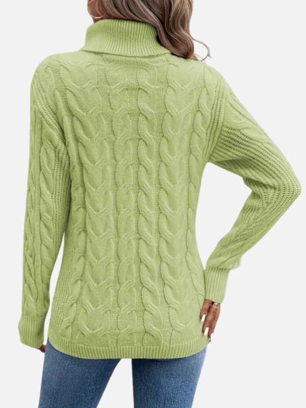 Kirsten | Pull en tricot torsadé à col roulé – Femme
