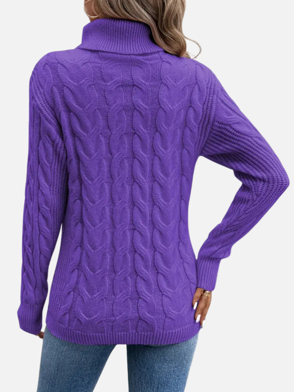 Kirsten | Pull en tricot torsadé à col roulé – Femme