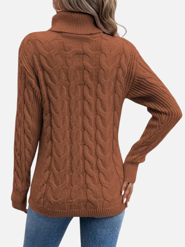 Kirsten | Pull en tricot torsadé à col roulé – Femme