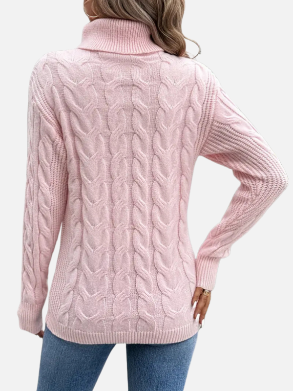 Kirsten | Pull en tricot torsadé à col roulé – Femme