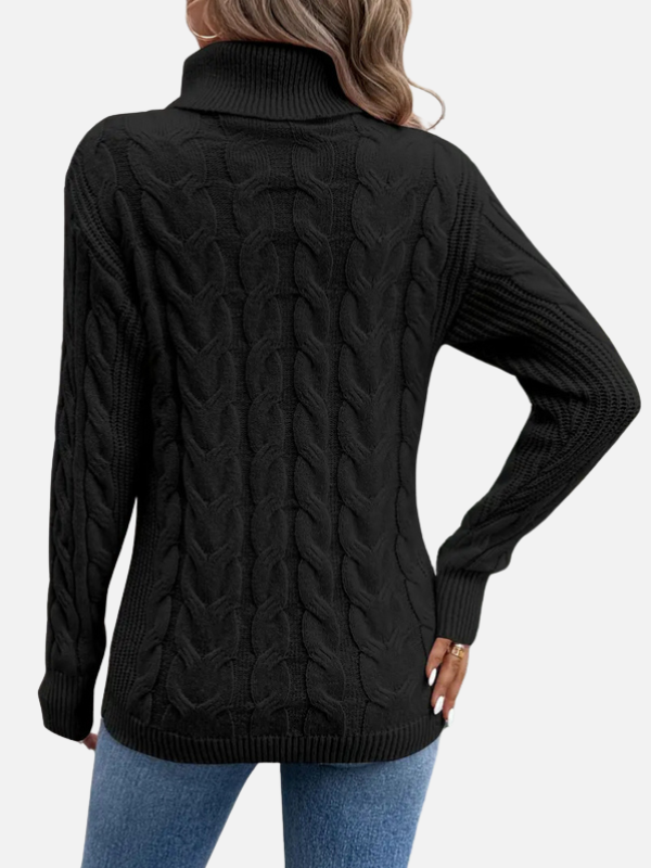 Kirsten | Pull en tricot torsadé à col roulé – Femme