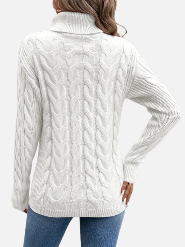 Kirsten | Pull en tricot torsadé à col roulé – Femme