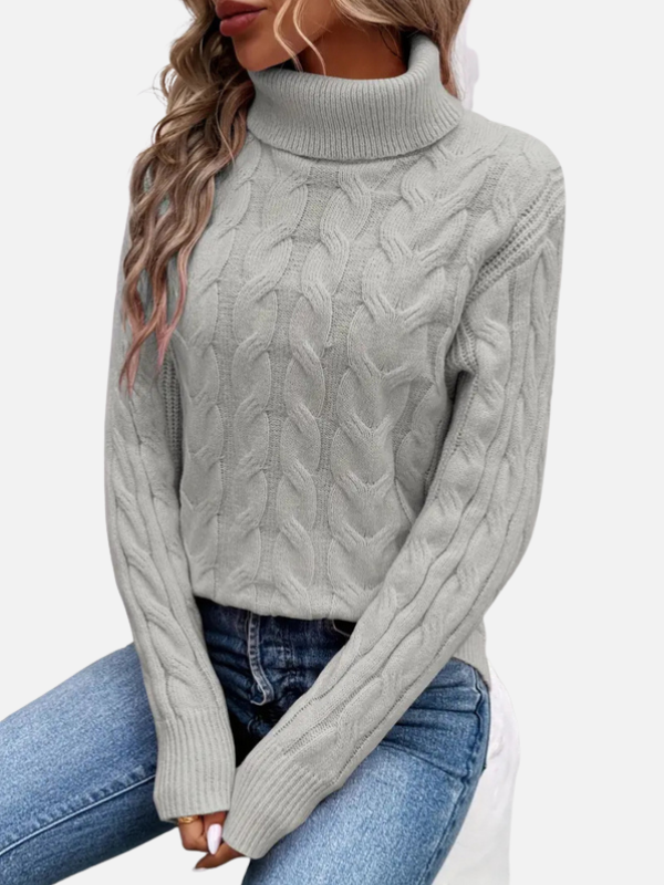 Kirsten | Pull en tricot torsadé à col roulé – Femme