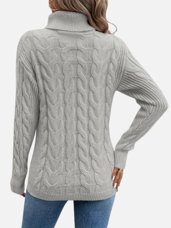 Kirsten | Pull en tricot torsadé à col roulé – Femme