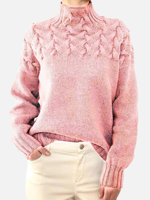Hanne | Pull à col montant en maille torsadée