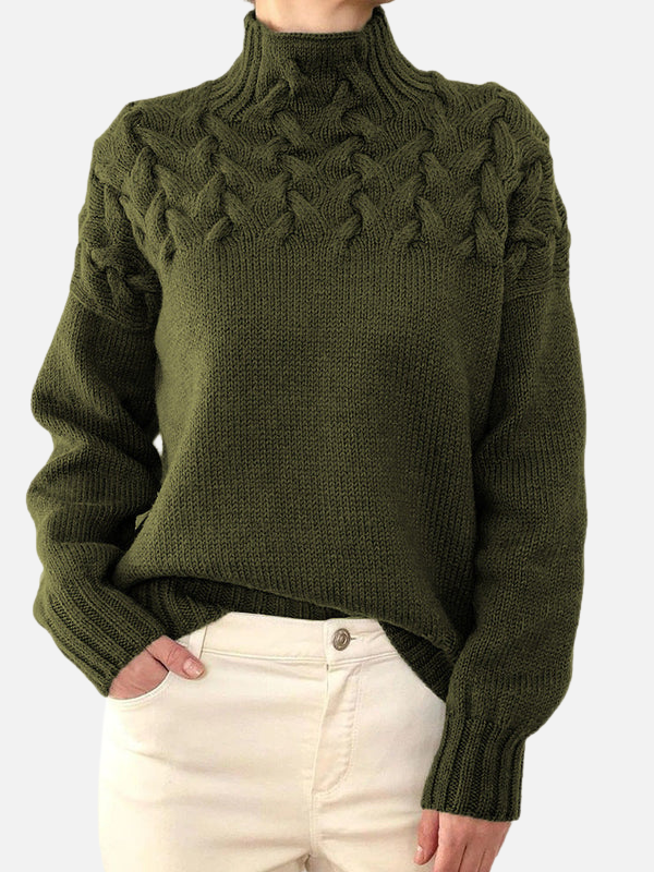 Hanne | Pull à col montant en maille torsadée