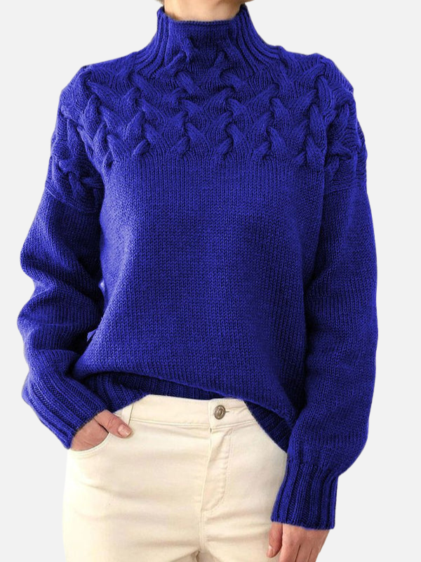 Hanne | Pull à col montant en maille torsadée