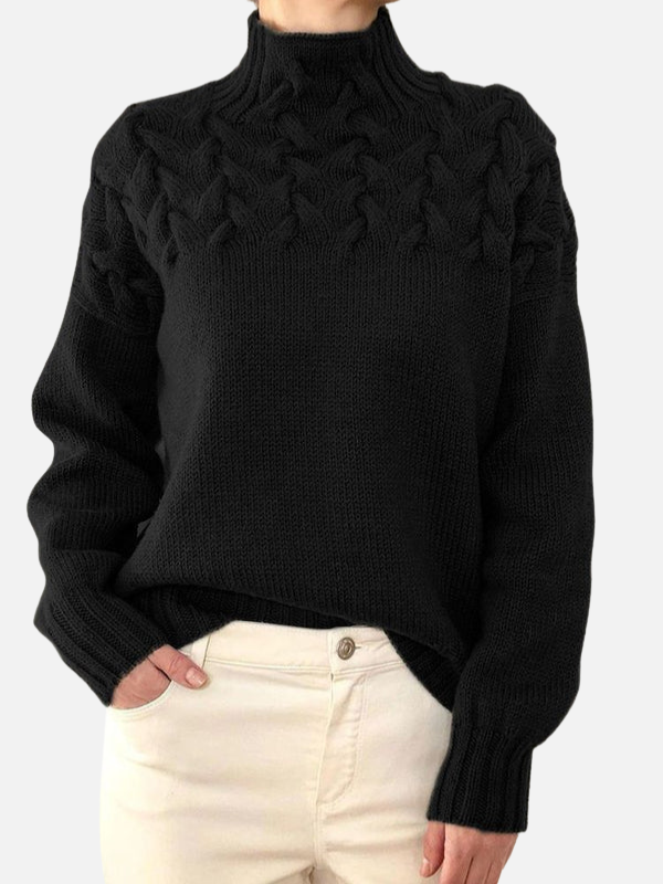 Hanne | Pull à col montant en maille torsadée