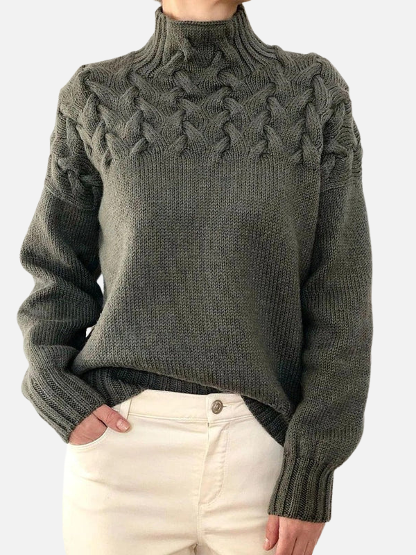Hanne | Pull à col montant en maille torsadée