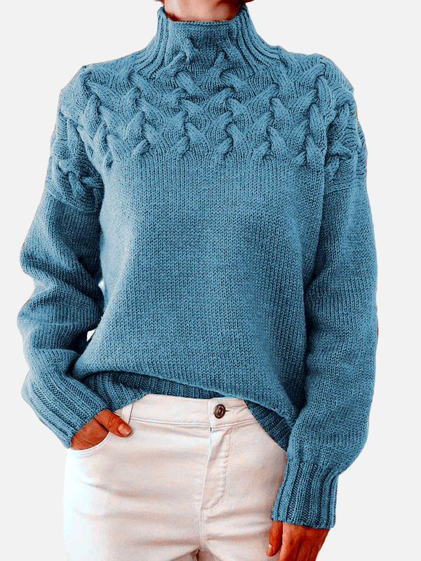 Hanne | Pull à col montant en maille torsadée