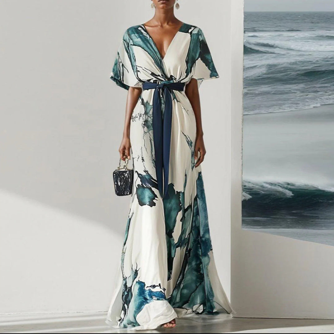 Nayla™ | Robe longue à motif aquarelle