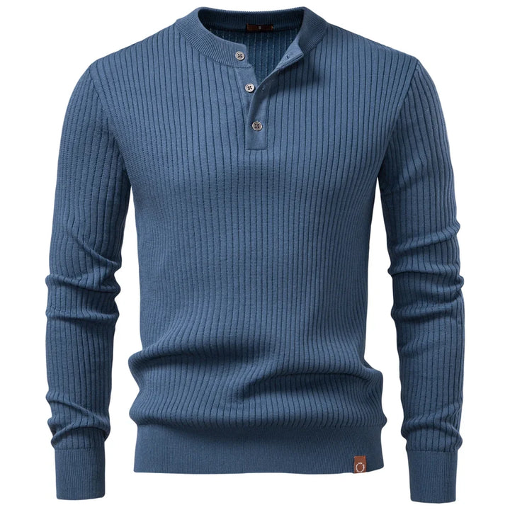 Pull en maille côtelée pour hommes avec boutons et manches longues | Aveloire Paris