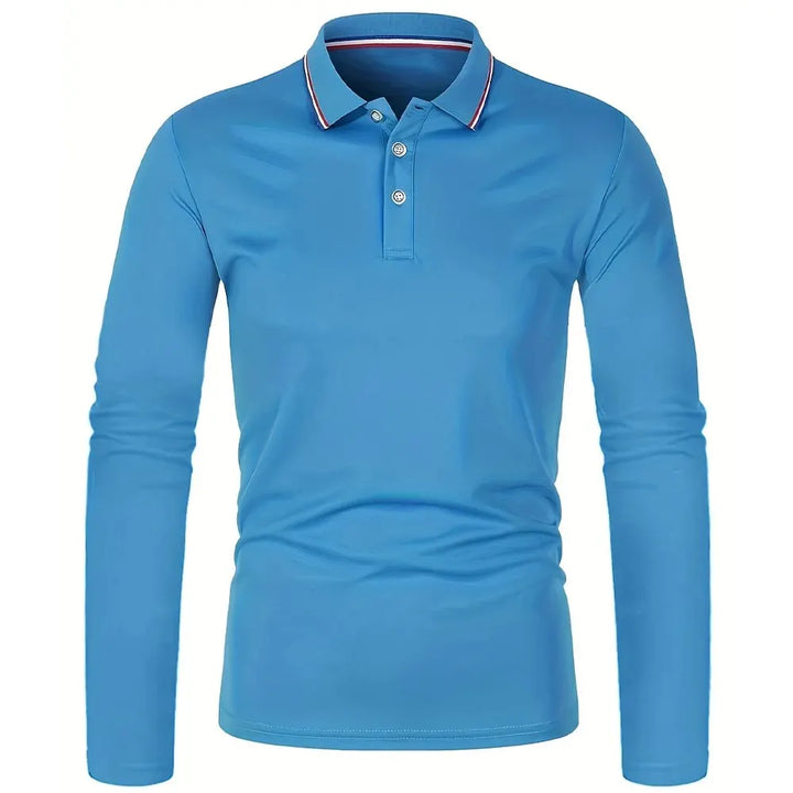 Polo à manches longues pour hommes avec patte de boutonnage et col contrasté | Aveloire Paris