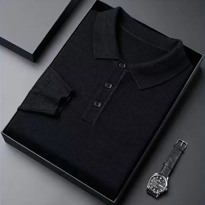 Pull en tricot pour hommes avec col polo et patte de boutonnage | Aveloire Paris