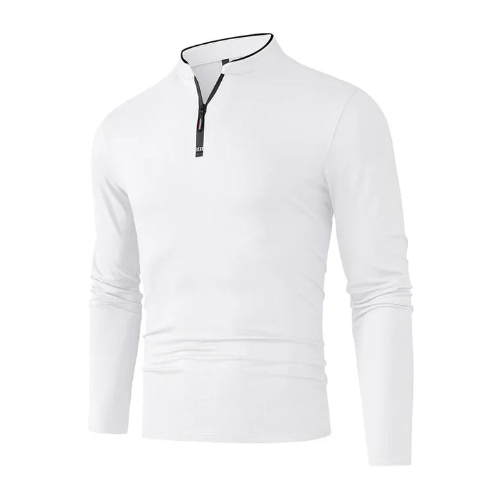 T-shirt à manches longues pour hommes avec col montant et fermeture éclair quart | Aveloire Paris