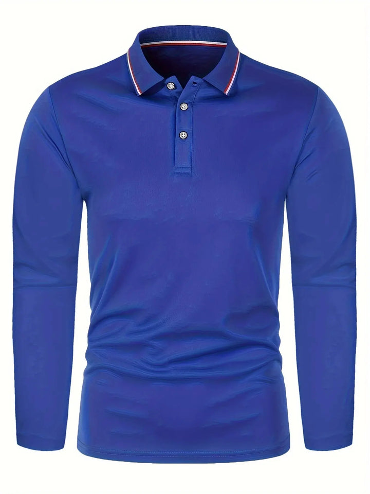 Polo à manches longues pour hommes avec patte de boutonnage et col contrasté | Aveloire Paris