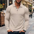 Polo à manches longues pour hommes en maille côtelée avec patte de boutonnage | Aveloire Paris