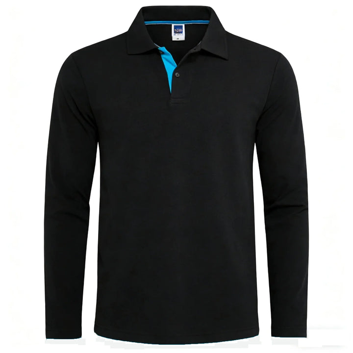 Polo à manches longues pour hommes avec patte de boutonnage et détails contrastés | Aveloire Paris
