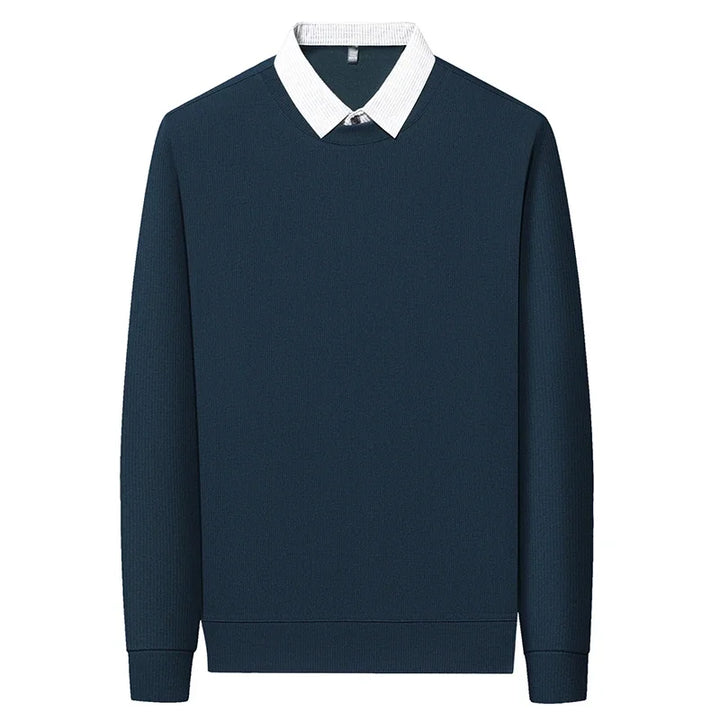 Pull pour hommes en look chemise avec col contrasté et manches longues | Aveloire Paris