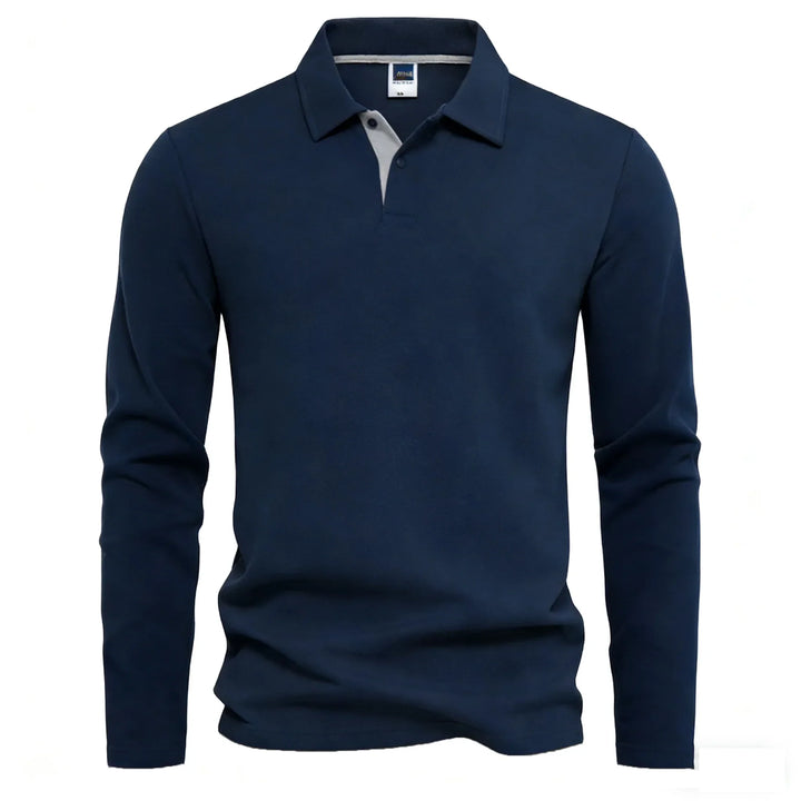 Polo à manches longues pour hommes avec patte de boutonnage et détails contrastés | Aveloire Paris