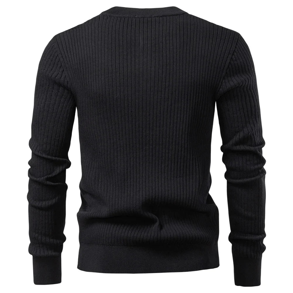 Pull en maille côtelée pour hommes avec boutons et manches longues | Aveloire Paris