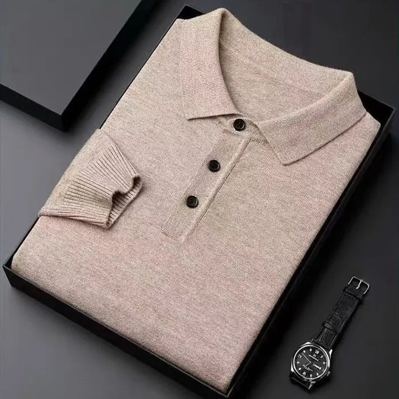 Pull en tricot pour hommes avec col polo et patte de boutonnage | Aveloire Paris