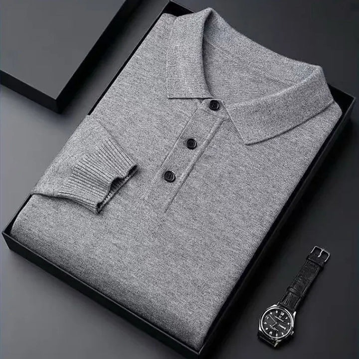 Pull en tricot pour hommes avec col polo et patte de boutonnage | Aveloire Paris