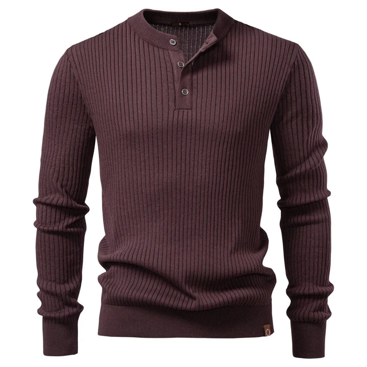 Pull en maille côtelée pour hommes avec boutons et manches longues | Aveloire Paris