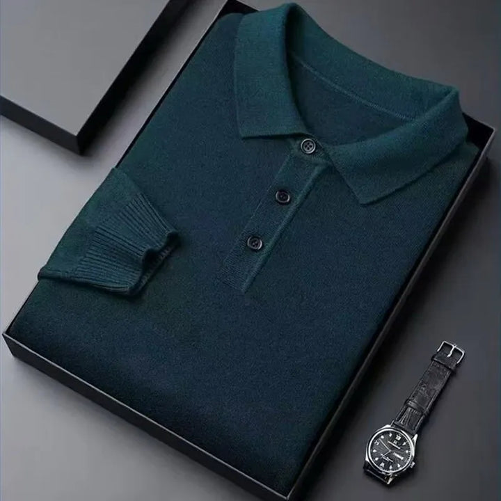 Pull en tricot pour hommes avec col polo et patte de boutonnage | Aveloire Paris