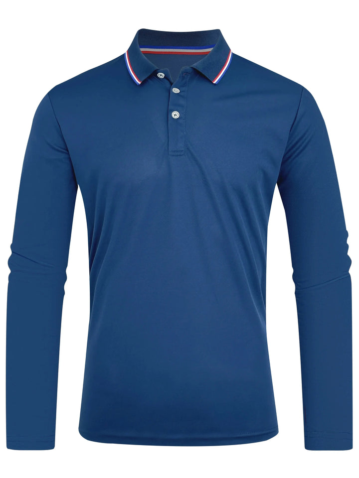Polo à manches longues pour hommes avec patte de boutonnage et col contrasté | Aveloire Paris